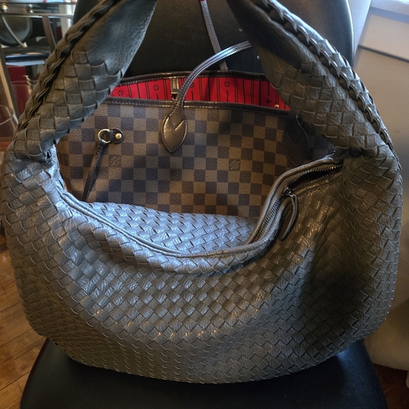 Slouchy Shoulder Large Taupe Woven Bag